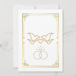 Golden Doves & Rings - Elegante huwelijksuitnodigi Kaart