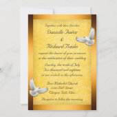 Golden Doves Wedding Invitation Kaart (Voorkant)