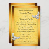 Golden Doves Wedding Invitation Kaart (Voorkant / Achterkant)