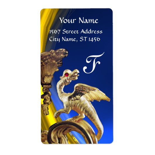 GOLDEN DRAGON BLUE SAPPHIRE AMETHYST Monogram Etiket (Voorkant)