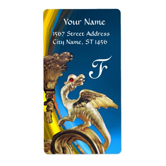 GOLDEN DRAGON BLUE SAPPHIRE AMETHYST Monogram Etiket (Voorkant)