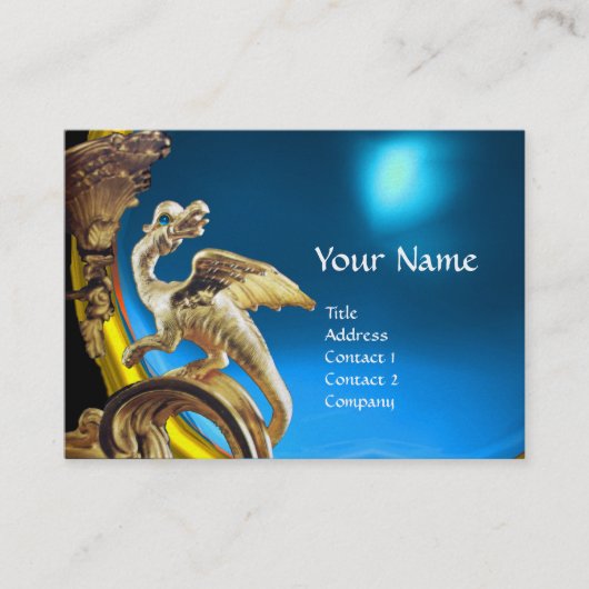 GOLDEN DRAGON BLUE SAPPHIRE Monogram Gold Metallic Visitekaartje (Voorkant)