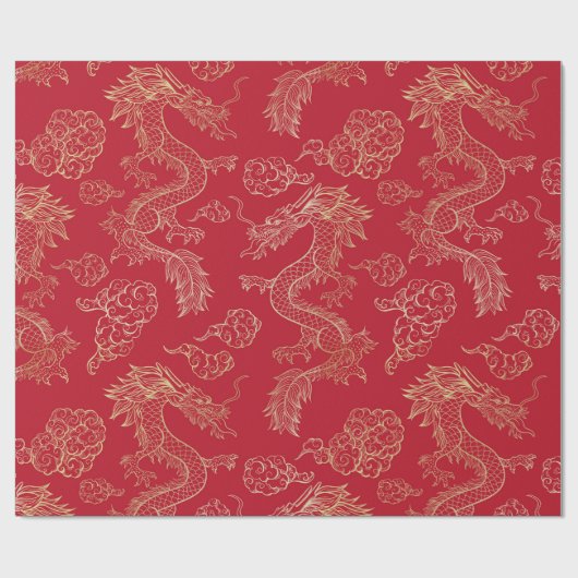 Golden Dragon Cadeaupapier (Vlak)