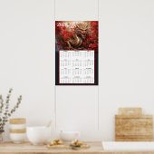 Golden Dragon Calendar 2026 – Autumn Fire  Poster (Keuken)