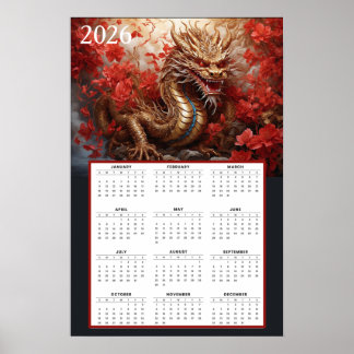 Golden Dragon Calendar 2026 – Autumn Fire  Poster