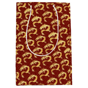 Golden Dragon Chinese Nieuwjaarswensen Oosters Roo Medium Cadeauzakje