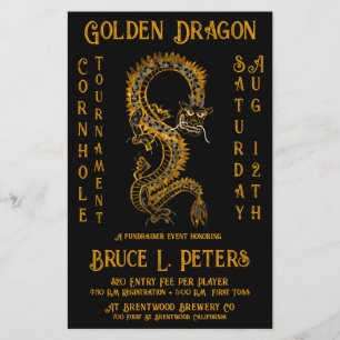 Golden Dragon Cornhole Toernooi Fundraiser Event Flyer