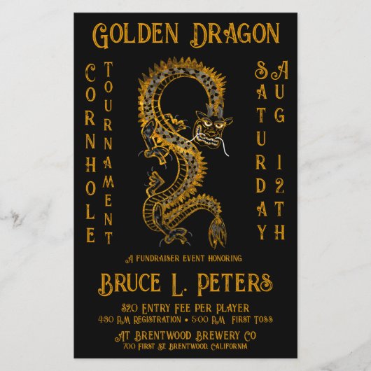 Golden Dragon Cornhole Toernooi Fundraiser Event Flyer (Voorkant)