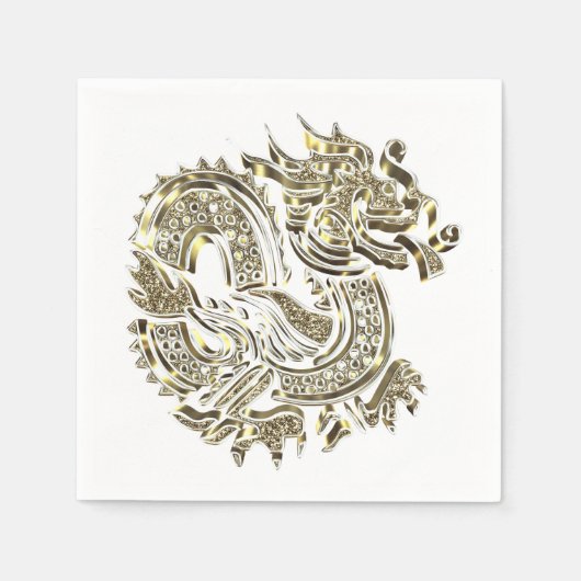 Golden Dragon Elegant Faux Gold Foil Logo Servet (Voorkant)
