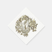 Golden Dragon Elegant Faux Gold Foil Logo Servet (Hoek)