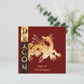 Golden Dragon en Banner Feestdagenkaart (Staand voorkant)