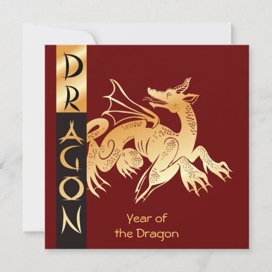 Golden Dragon en Banner Feestdagenkaart (Voorkant)