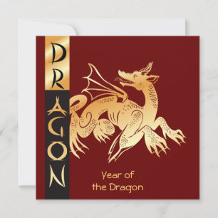 Golden Dragon en Banner Feestdagenkaart
