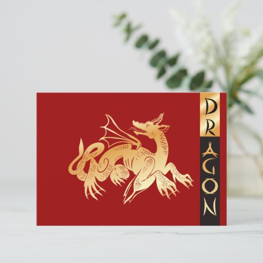 Golden Dragon en Banner Kaart (Staand voorkant)