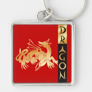Golden Dragon en Banner Sleutelhanger