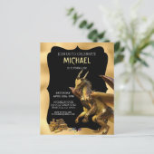 Golden Dragon Fantasy Birthday Invitation (Staand voorkant)