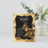 Golden Dragon Fantasy Birthday Invitation Kaart (Staand voorkant)