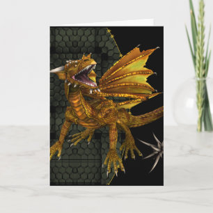 Golden Dragon Fantasy Blank Wenskaart Kaart