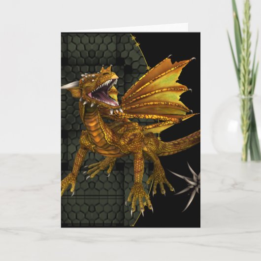 Golden Dragon Fantasy Blank Wenskaart Kaart (Voorkant)