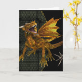 Golden Dragon Fantasy Blank Wenskaart Kaart (Gele Bloem)