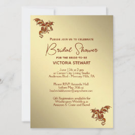 Golden Dragon Fantasy Bridal Shower Kaart