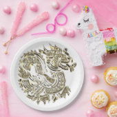 Golden Dragon Faux Gold Foil Logo Elegant Papieren Bordje (Feest)