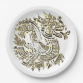 Golden Dragon Faux Gold Foil Logo Elegant Papieren Bordje (Voorkant)