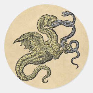 Golden Dragon Fighting Silver Snake Ronde Sticker