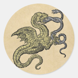 Golden Dragon Fighting Silver Snake Ronde Sticker