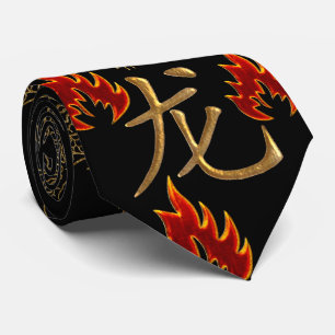 Golden Dragon Fire - Black Gold Red - Single Side Stropdas