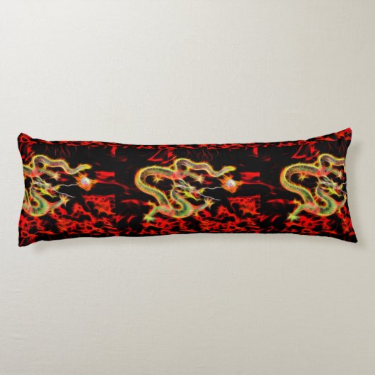 Golden Dragon Fire on Lucky Energy Lichaamskussen (Achterkant)