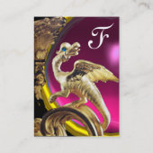 GOLDEN DRAGON FUCHSIA PAARS AMETHYST Monogram Visitekaartje (Achterkant)