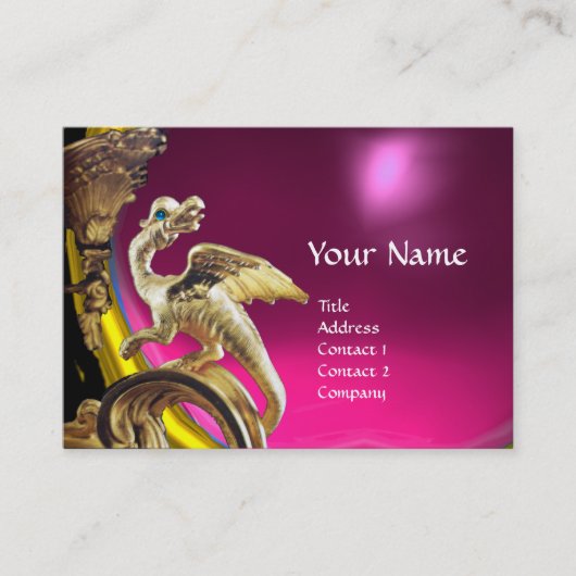 GOLDEN DRAGON FUCHSIA PAARS AMETHYST Monogram Visitekaartje (Voorkant)