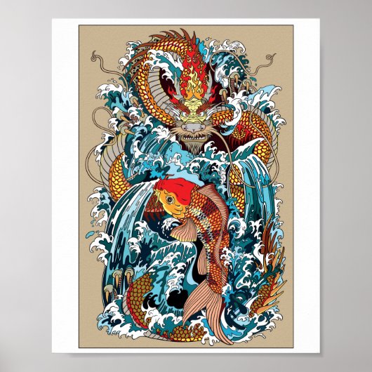 Golden Dragon Gate. Illustratie Poster (Voorkant)