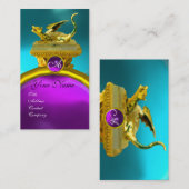 GOLDEN DRAGON GEM MONOGRAM, blauwe paarse amethist Visitekaartje (Voorkant / Achterkant)