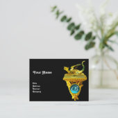 GOLDEN DRAGON GEM MONOGRAM, geel zwart, blauw Visitekaartje (Staand voorkant)