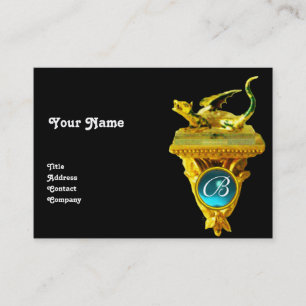 GOLDEN DRAGON GEM MONOGRAM, geel zwart, blauw Visitekaartje