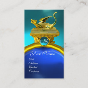 GOLDEN DRAGON GEM MONOGRAM, gele blauwe saffier Visitekaartje