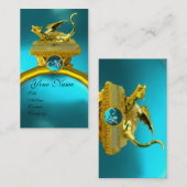 GOLDEN DRAGON GEM MONOGRAM, gele blauwe saffier Visitekaartje (Voorkant / Achterkant)