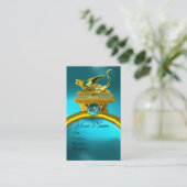 GOLDEN DRAGON GEM MONOGRAM, gele blauwe saffier Visitekaartje (Staand voorkant)