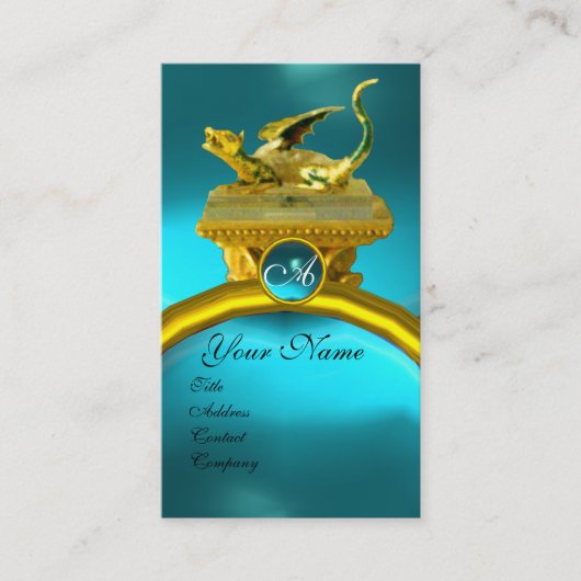 GOLDEN DRAGON GEM MONOGRAM, gele blauwe saffier Visitekaartje (Voorkant)