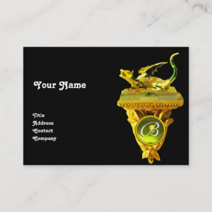 GOLDEN DRAGON GEM MONOGRAM, gele topaz zwart Visitekaartje
