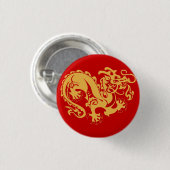 Golden Dragon Good Luck Button (Voorkant /achterkant)