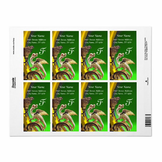 GOLDEN DRAGON GREEN EMERALD Monogram Etiket (Full Sheet)