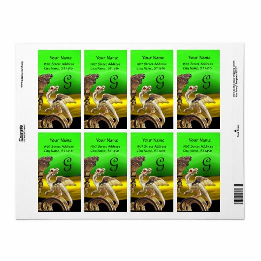 GOLDEN DRAGON GREEN EMERALD Monogram Etiket (Full Sheet)