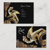 GOLDEN DRAGON IN BLACK Monogram Platinum Silver Visitekaartje (Voorkant / Achterkant)
