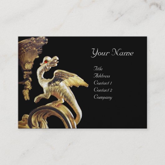 GOLDEN DRAGON IN BLACK Monogram Platinum Silver Visitekaartje (Voorkant)