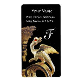 GOLDEN DRAGON IN BLACK RED RUBY-Monogram Etiket (Voorkant)