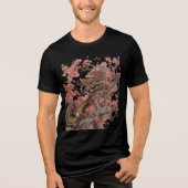 Golden Dragon in Sakura Tree Artwork Tri-Blend Shirt (Voorkant)