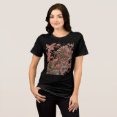 Golden Dragon in Sakura Tree Artwork Tri-Blend Shirt (Voorkant volledig)